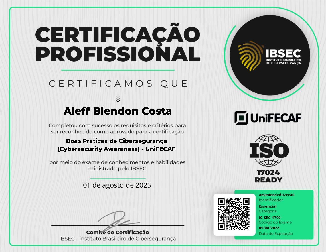 Boas Práticas de Cibersegurança (Cybersecurity Awareness) - UniFECAF